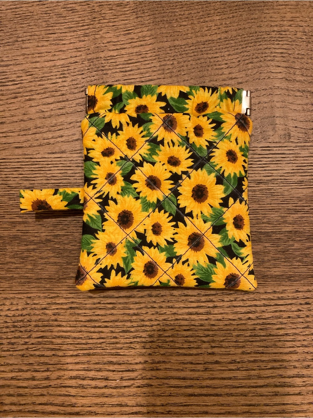 Sunflower Quilted Wristlet Pouch